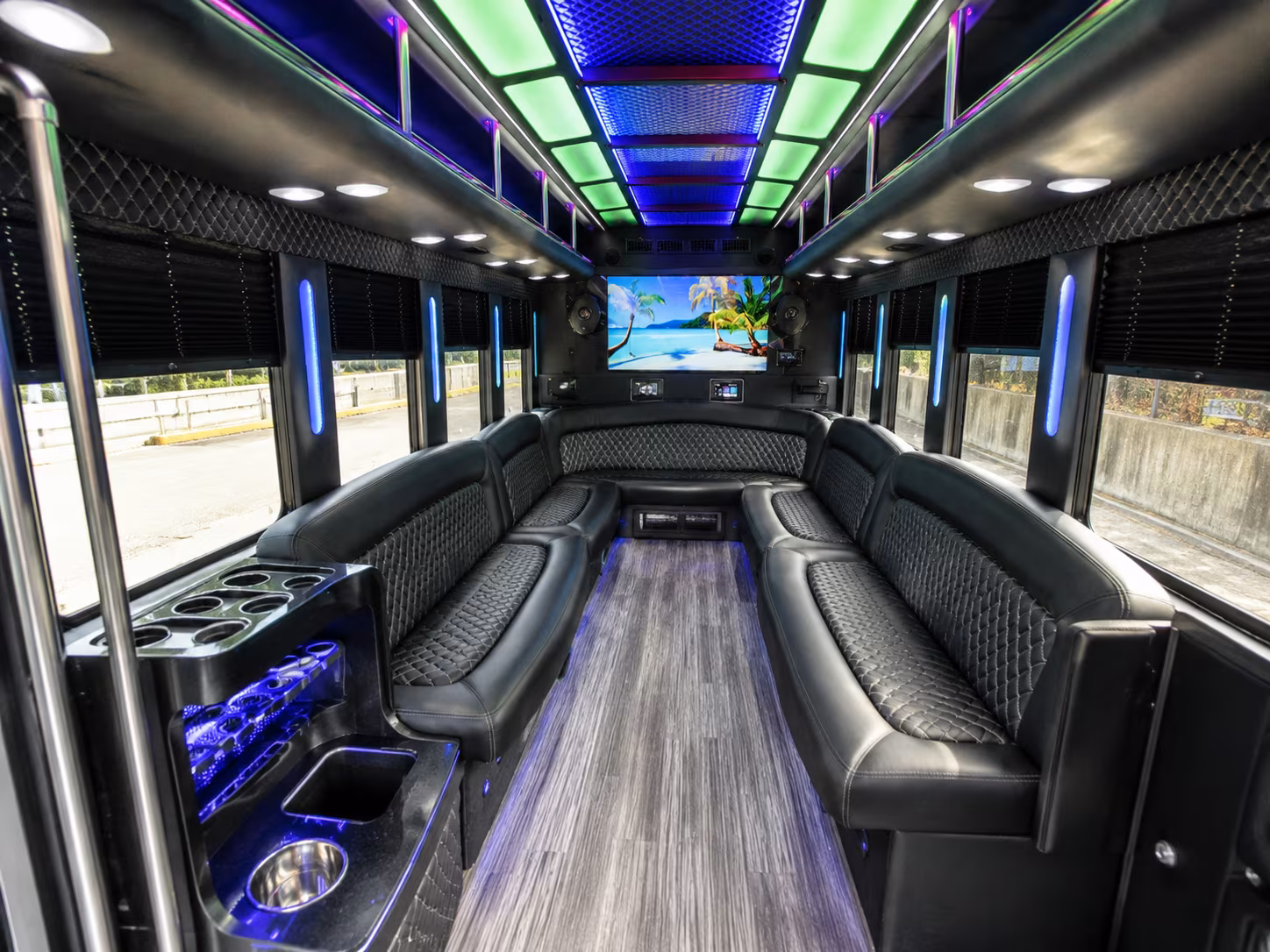 passaic 18 passenger party bus inside