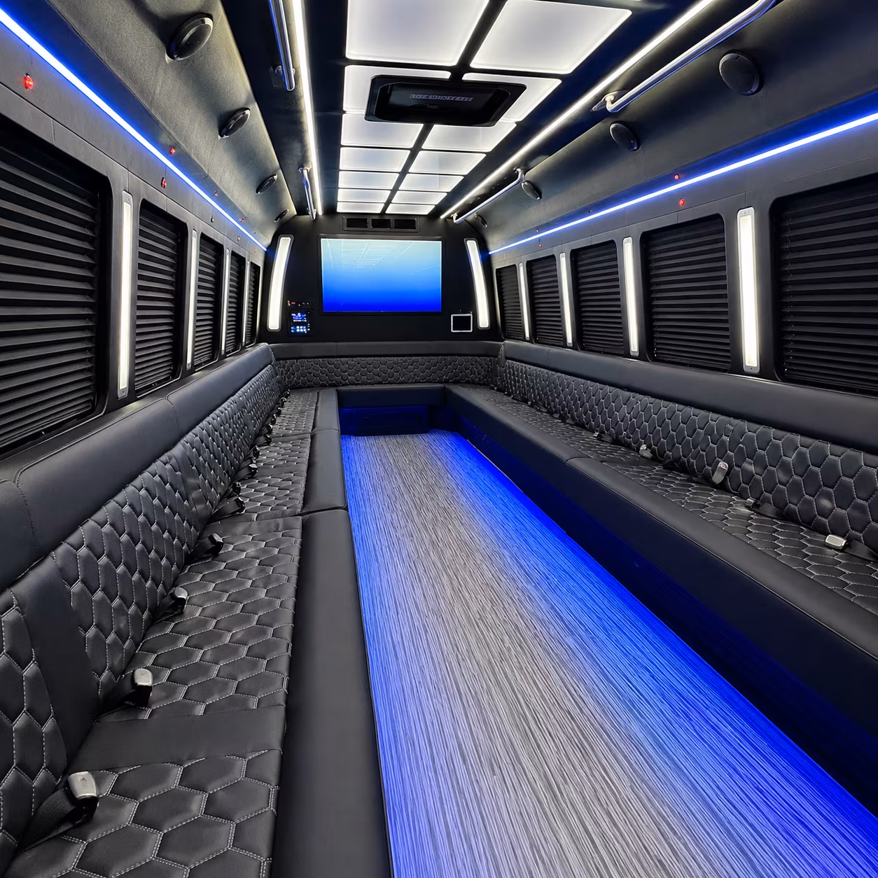 passaic 50 passenger party bus inside